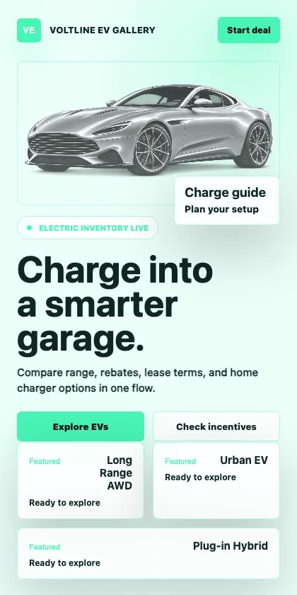 Voltline EV Gallery mobile dealership website concept
